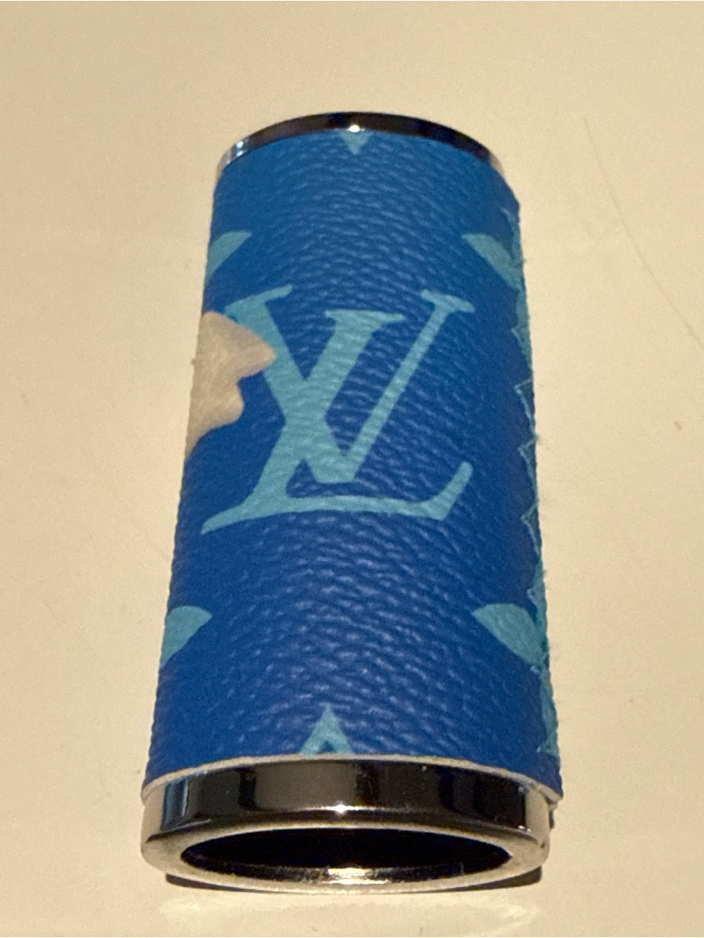 LV Leather Bic Lighter Case Full Size Blue